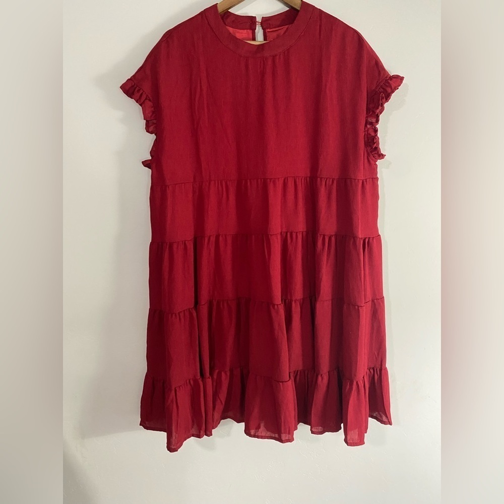Foteisy - Red Ruffle Dress - Picture 4 of 8